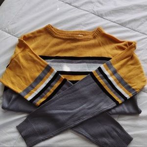 Yellow and gray stripped sweater